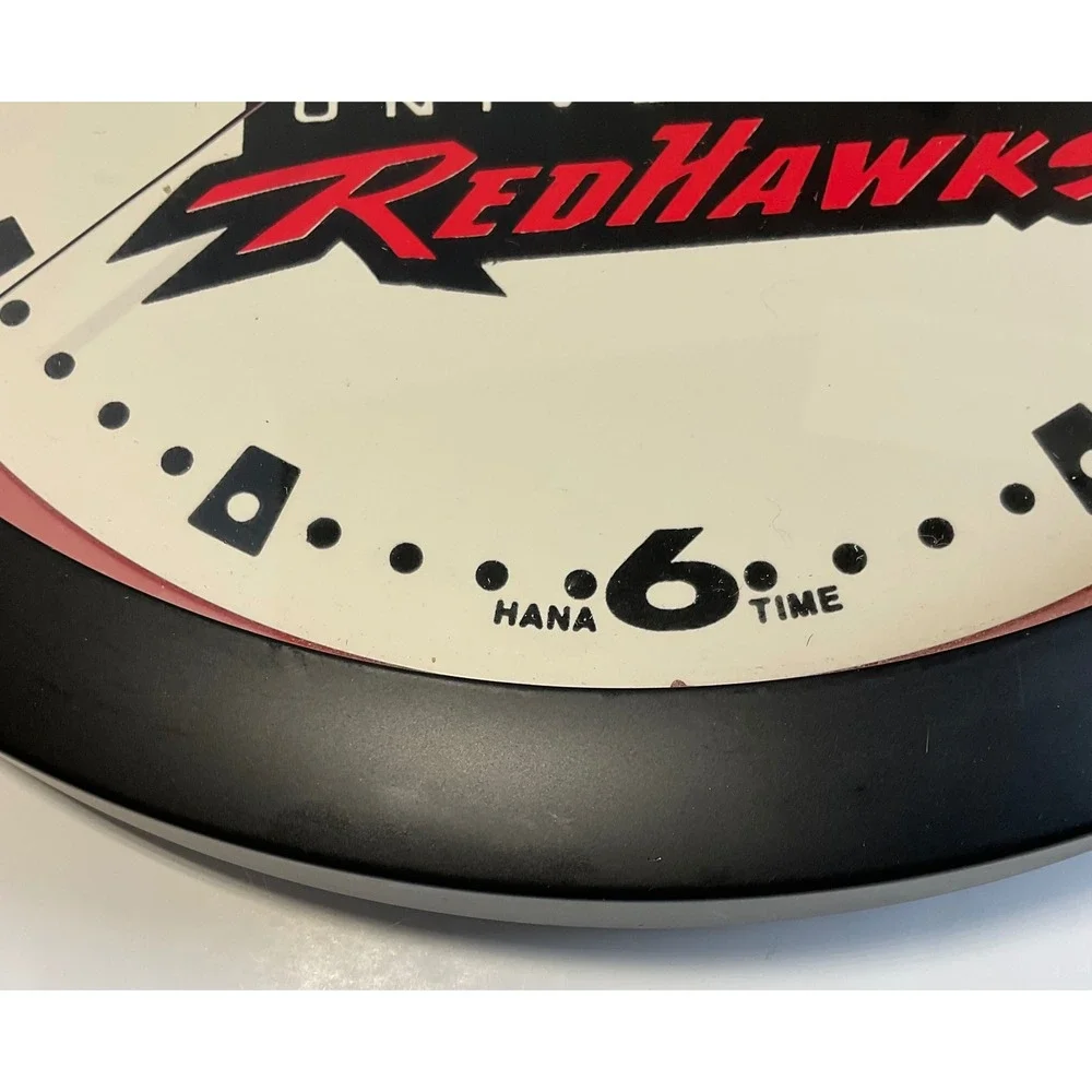 Miami University RedHawks Wall Clock Hana Time NCAA Sports Decor Black Red 12in